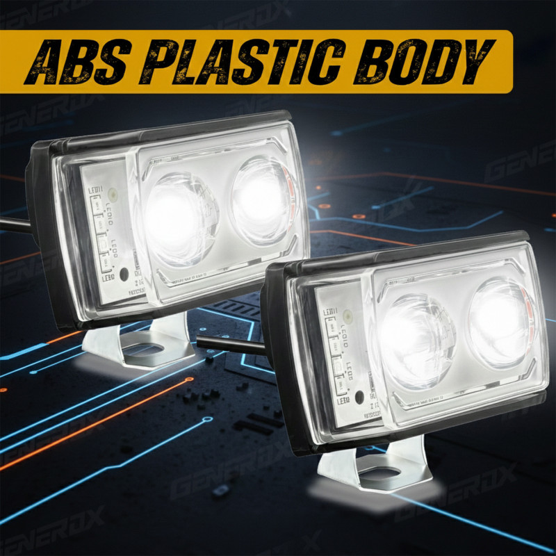 GENEROX Double Lens 6 Multi Color LED Fog Light Pack of 2
