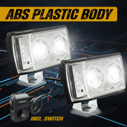 GENEROX Double Lens 6 Multi Color LED Fog Light Pack of 2