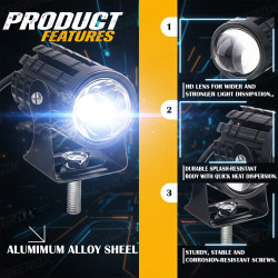 GENEROX Mini Dual Color Fog Light White Yellow Pack of 2
