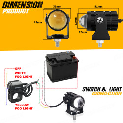 GENEROX Mini Dual Color Fog Light White Yellow Pack of 2