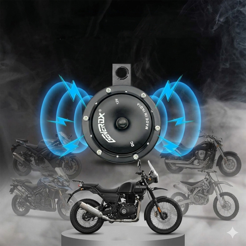 GENEROX 100mm Black Bike Horn | 12V Loud Single Horn