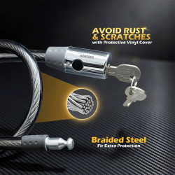 Generox Steel Cable Lock with Black PVC Coating for Bike
