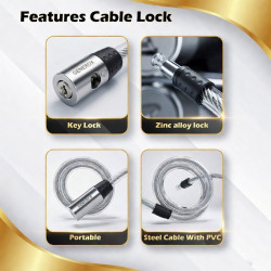 Generox Steel Cable Lock with Black PVC Coating for Bike