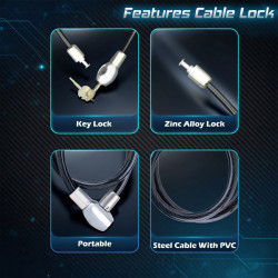 GENEROX Heavy Duty Steel Cable Lock with Star Key (Two Keys) for Bike