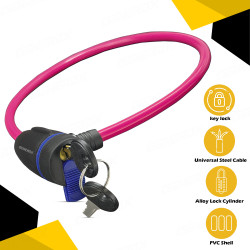 GENEROX Blue Cable Bike Lock with Push Lock & Two Keys