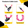 GENEROX Blue Cable Bike Lock with Push Lock & Two Keys