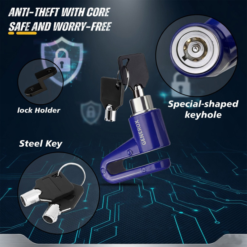 GENEROX Universal Bike Disc Lock with 2 Keys