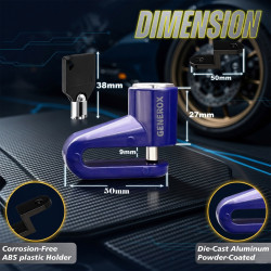 GENEROX Universal Bike Disc Lock with 2 Keys (Black)