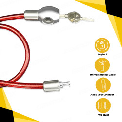 GENEROX Heavy Duty Steel Cable Lock with Star Key (Two Keys) for Bike