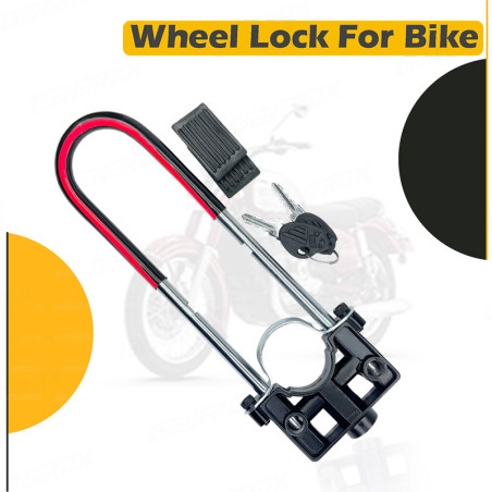 GENEROX Janta Heavy Duty Wheel Lock with 2 Keys & Rubber Pads | Premium Push Lock Security for Bike