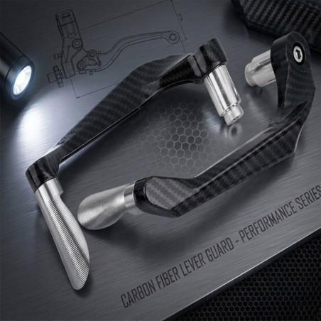 GENEROX Carbon CNC Lever Guard | Premium Brake & Clutch Protection for Bike (Black & Silver)