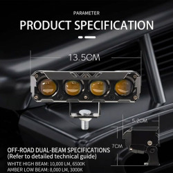 GENEROX 4 Lens LED Fog Light with Dual Color & Flasher Mode | Premium Metal Light for Bike & Car