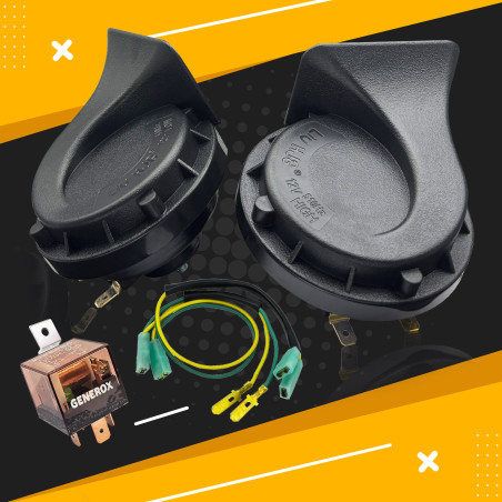 GENEROX LIU HJG Dual Tone Horn Set with Relay & Wiring Kit | High-Low Sound for Bike, Car & Bus