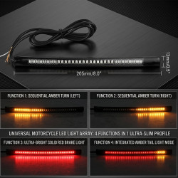 GENEROX Flexible LED Brake Light | Amber & Red Dual Color Universal Tail Light for Bike & Motorcycle